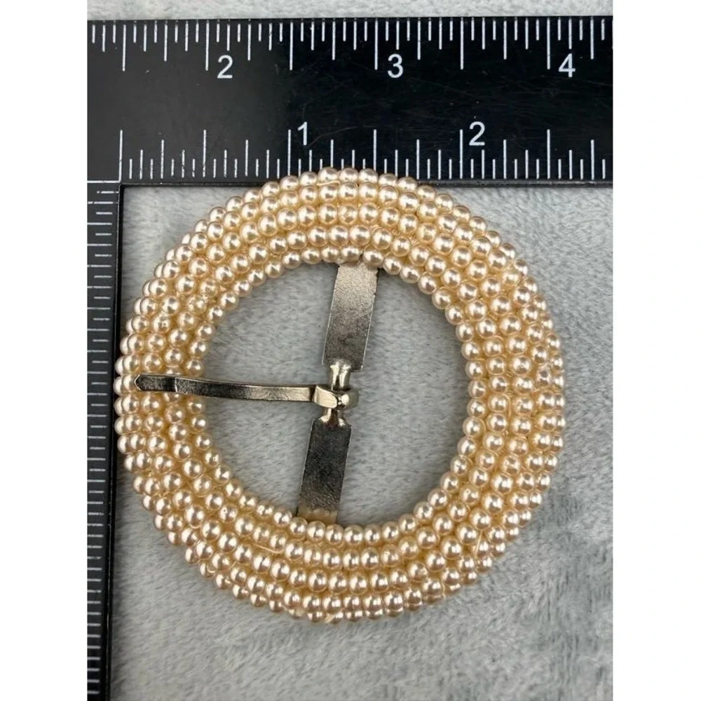 Vintage Womens Buckles Lot Of 3‎ Brown Black Rhinestone Faux Pearl